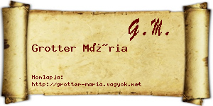 Grotter Mária névjegykártya